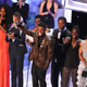 The cast of Black Panther accepts Outstanding Performance by a Cast in a Motion Picture, onstage during the 25th Annual Screen Actors Guild Awards on January 27, 2019 in Los Angeles, California.